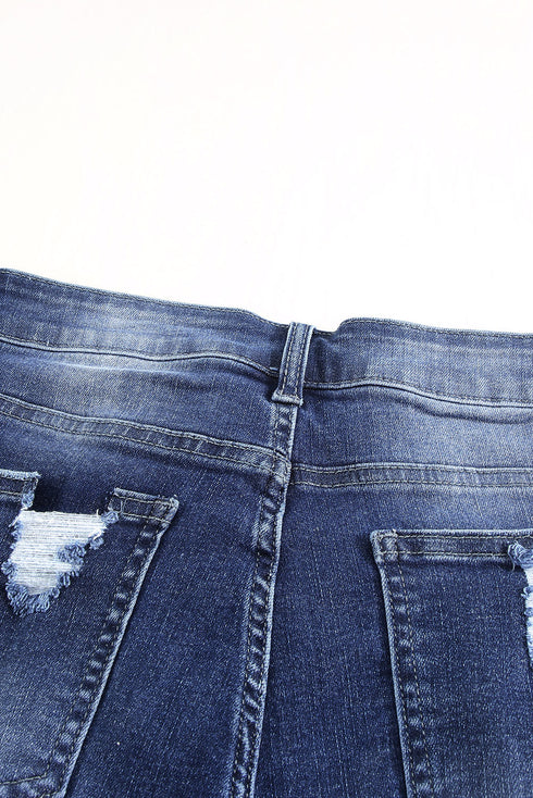 Ripped Tassel Bermuda Denim Shorts